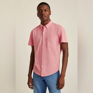 BONOBOS SPICED CORAL SLIM SHORT SLEEVE KNIT OXFORD SHIRT Size L